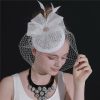 Hats | Women’s Sinamay Bowknot Veil Kentucky Derby Pillbox Hats Fascinators With Clip White – Girls