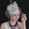 Hats | Women’s Sinamay Bowknot Veil Kentucky Derby Pillbox Hats Fascinators With Clip White – Girls