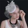 Hats | Women’s Sinamay Bowknot Veil Kentucky Derby Pillbox Hats Fascinators With Clip White – Girls