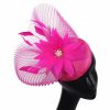 Hats | Women’s Sinamay Flower Faux Feather Kentucky Derby Pillbox Hats Fascinators With Headband Burgundy – Girls