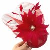 Hats | Women’s Sinamay Flower Faux Feather Kentucky Derby Pillbox Hats Fascinators With Headband Burgundy – Girls