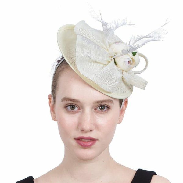 Hats | Women’s Sinamay Kentucky Derby Fascinators With Headband Beige – Girls