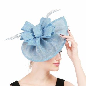 Hats | Women’s Sinamay Kentucky Derby Saucer Hats/Fascinators With Clip Light Blue – Girls