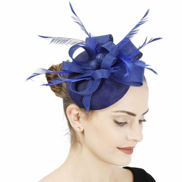 Hats | Women’s Sinamay With Faux Feather Kentucky Derby Pillbox Hats/Fascinators With Clip Royal Blue – Girls