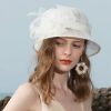 Hats | Women’s Sinamay With Faux Feather/Flower Kentucky Derby Cloche Hats/Church Hats Champagne – Girls