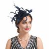 Hats | Women’s Sinamay With Faux Feather/Flower Kentucky Derby Fascinators With Clip/Headband Black – Girls