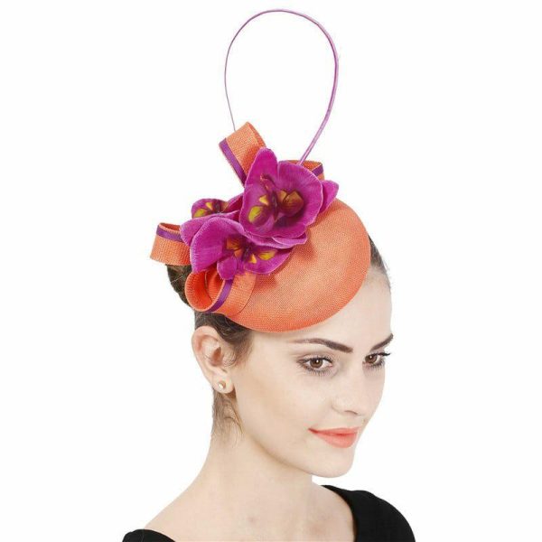 Hats | Women’s Sinamay With Flower Kentucky Derby Pillbox Hats/Fascinators With Clip Orange – Girls