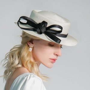 Hats | Women’s Summer Polyester With Bowknot Kentucky Derby Church Hats/Panama Hats White – Girls