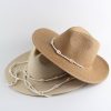 Hats | Women’s Summer Raffia Beaded Band Beach Holiday Sun Protection Straw Hats Beige – Girls