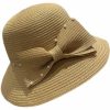 Hats | Women’s Summer Straw Bowknot Pearl Holiday Sun Hats Khaki – Girls