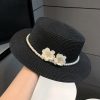 Hats | Women’s Summer Straw Flower Pearl Holiday Sun Boater Hats Beige – Girls