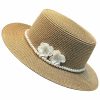 Hats | Women’s Summer Straw Flower Pearl Holiday Sun Boater Hats Beige – Girls