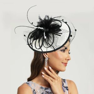 Hats | Women’s Vintage Polyester/Mesh/Sinamay With Faux Feather Kentucky Derby Saucer Hats With Headband Black – Girls