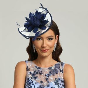 Hats | Women’s Vintage Polyester/Sinamay With Faux Feather Kentucky Derby Saucer Hats With Headband Blue – Girls