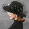 Hats | Women’s Wide Brim Felt With Flower Kentucky Derby Church Hats Black – Girls