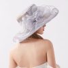 Hats | Women’s Wide Brim Lace/Organza With Flower/Rhinestone Kentucky Derby Church Hats Beige – Girls