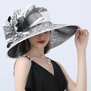 Hats | Women’s Wide Brim Lace/Satin With Flower Kentucky Derby Church Hats White – Girls