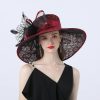 Hats | Women’s Wide Brim Lace/Satin With Flower Kentucky Derby Church Hats White – Girls