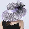 Hats | Women’s Wide Brim Lace/Satin With Flower Kentucky Derby Church Hats White – Girls