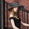 Hats | Women’s Wide Brim Mesh With Bowknot Kentucky Derby Church Hats Black – Girls