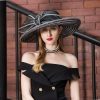 Hats | Women’s Wide Brim Mesh With Bowknot Kentucky Derby Church Hats Black – Girls