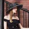 Hats | Women’s Wide Brim Mesh With Bowknot Kentucky Derby Church Hats Black – Girls