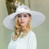 Hats | Women’s Wide Brim Mesh With Bowknot/Ribbons Kentucky Derby Church Hats White – Girls