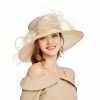 Hats | Women’s Wide Brim Organza Kentucky Derby Church Hats Beige – Girls