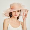 Hats | Women’s Wide Brim Organza Kentucky Derby Church Hats Beige – Girls