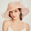 Hats | Women’s Wide Brim Organza Kentucky Derby Church Hats Beige – Girls