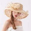 Hats | Women’s Wide Brim Organza Kentucky Derby Church Hats Khaki – Girls