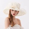 Hats | Women’s Wide Brim Organza Kentucky Derby Church Hats Khaki – Girls