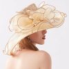 Hats | Women’s Wide Brim Organza Kentucky Derby Church Hats Khaki – Girls