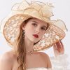 Hats | Women’s Wide Brim Organza Kentucky Derby Church Hats Khaki – Girls