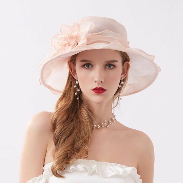 Hats | Women’s Wide Brim Organza Kentucky Derby Church Hats Pink – Girls