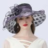 Hats | Women’s Wide Brim Organza Kentucky Derby Church Hats Purple – Girls