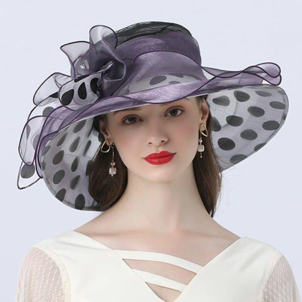 Hats | Women’s Wide Brim Organza Kentucky Derby Church Hats Purple – Girls