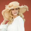 Hats | Women’s Wide Brim Organza With Bowknot Kentucky Derby Church Hats Champagne – Girls