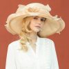 Hats | Women’s Wide Brim Organza With Bowknot Kentucky Derby Church Hats Champagne – Girls