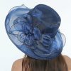 Hats | Women’s Wide Brim Organza With Bowknot Kentucky Derby Church Hats Dark Navy – Girls