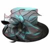 Hats | Women’s Wide Brim Organza With Faux Feather Kentucky Derby Church Hats Blue – Girls