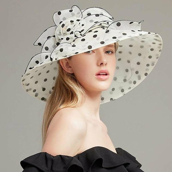 Hats | Women’s Wide Brim Organza With Flower Kentucky Derby Church Hats Beige – Girls