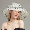 Hats | Women’s Wide Brim Organza With Flower Kentucky Derby Church Hats Beige – Girls