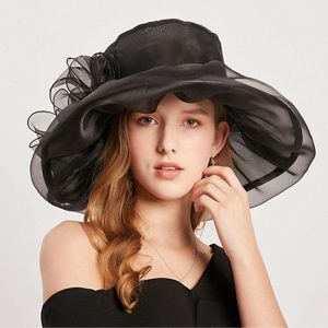 Hats | Women’s Wide Brim Organza With Flower Kentucky Derby Church Hats Black – Girls