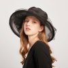 Hats | Women’s Wide Brim Organza With Flower Kentucky Derby Church Hats Black – Girls