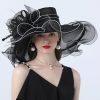 Hats | Women’s Wide Brim Organza With Flower Kentucky Derby Church Hats Black – Girls