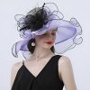 Hats | Women’s Wide Brim Organza With Flower Kentucky Derby Church Hats Black – Girls