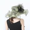 Hats | Women’s Wide Brim Organza With Flower Kentucky Derby Church Hats Black – Girls