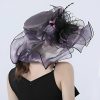 Hats | Women’s Wide Brim Organza With Flower Kentucky Derby Church Hats Black – Girls