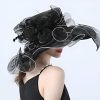 Hats | Women’s Wide Brim Organza With Flower Kentucky Derby Church Hats Black – Girls